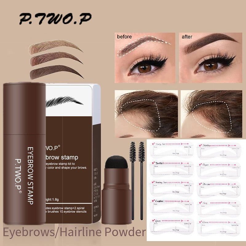 Eyebrow Powder Stamp Kit with Brush and Pencil