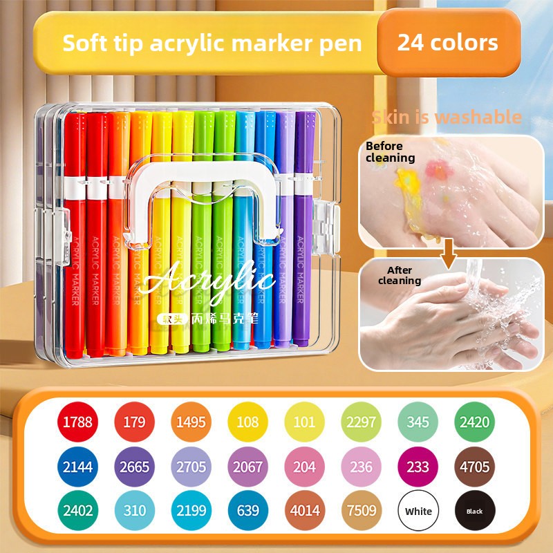 Soft Tip Acrylic Marker Pens Washable Art Set