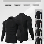 Men's High-Neck Fitness Long-Sleeve Sportshirt