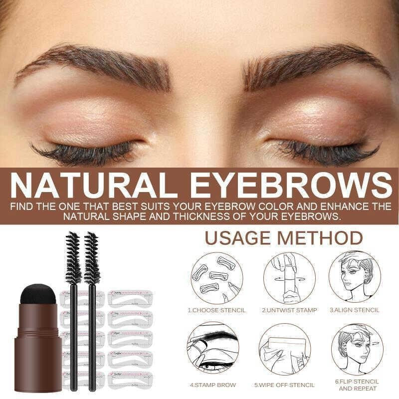 Eyebrow Powder Stamp Kit with Brush and Pencil