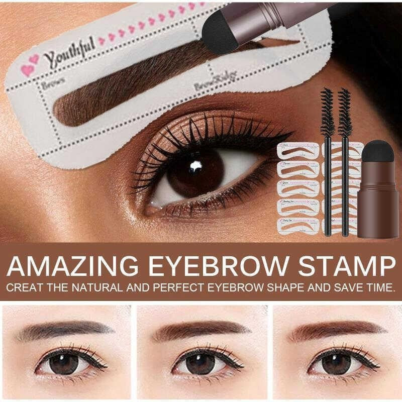 Eyebrow Powder Stamp Kit with Brush and Pencil