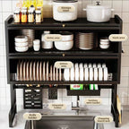 Double Layer Kitchen Sink Rack - Dustproof Draining Storage Cabinet