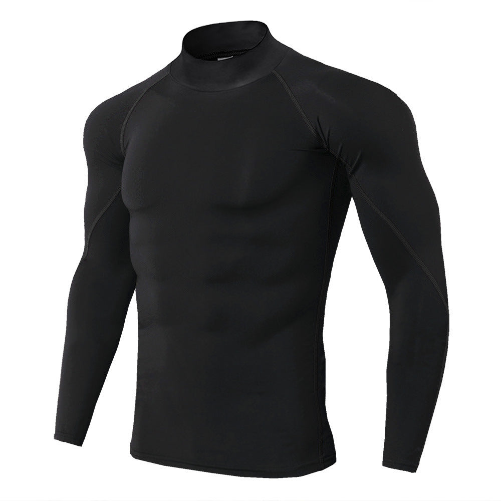 Men's High-Neck Fitness Long-Sleeve Sportshirt