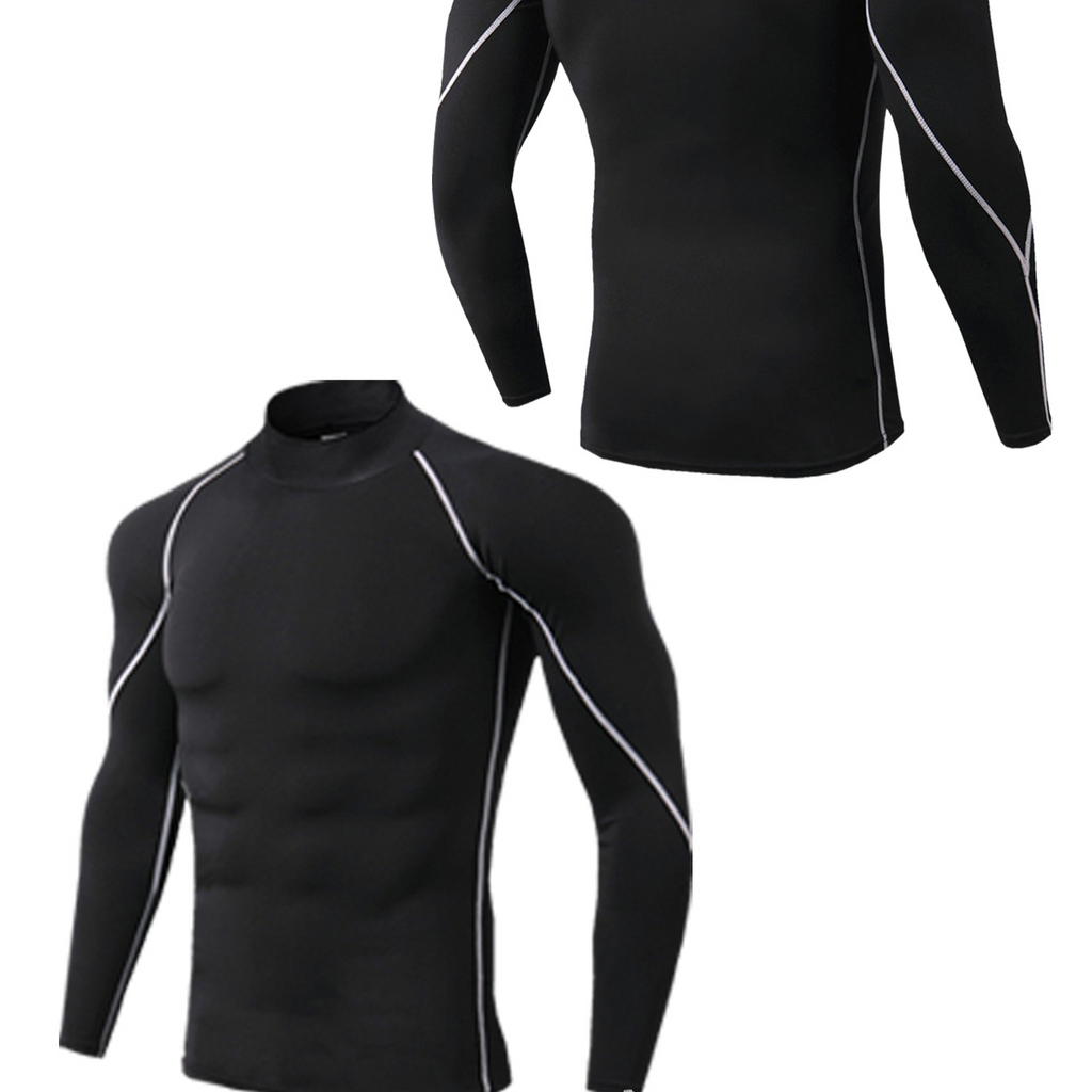 Men's High-Neck Fitness Long-Sleeve Sportshirt