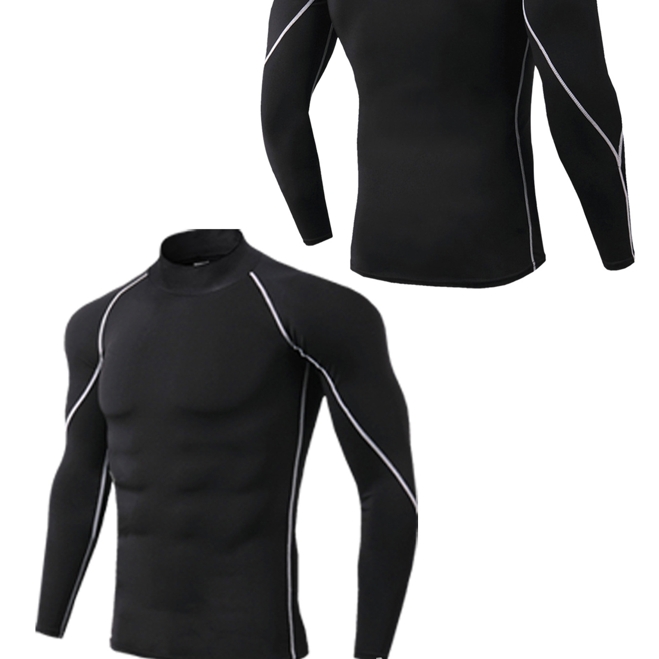 Men's High-Neck Fitness Long-Sleeve Sportshirt