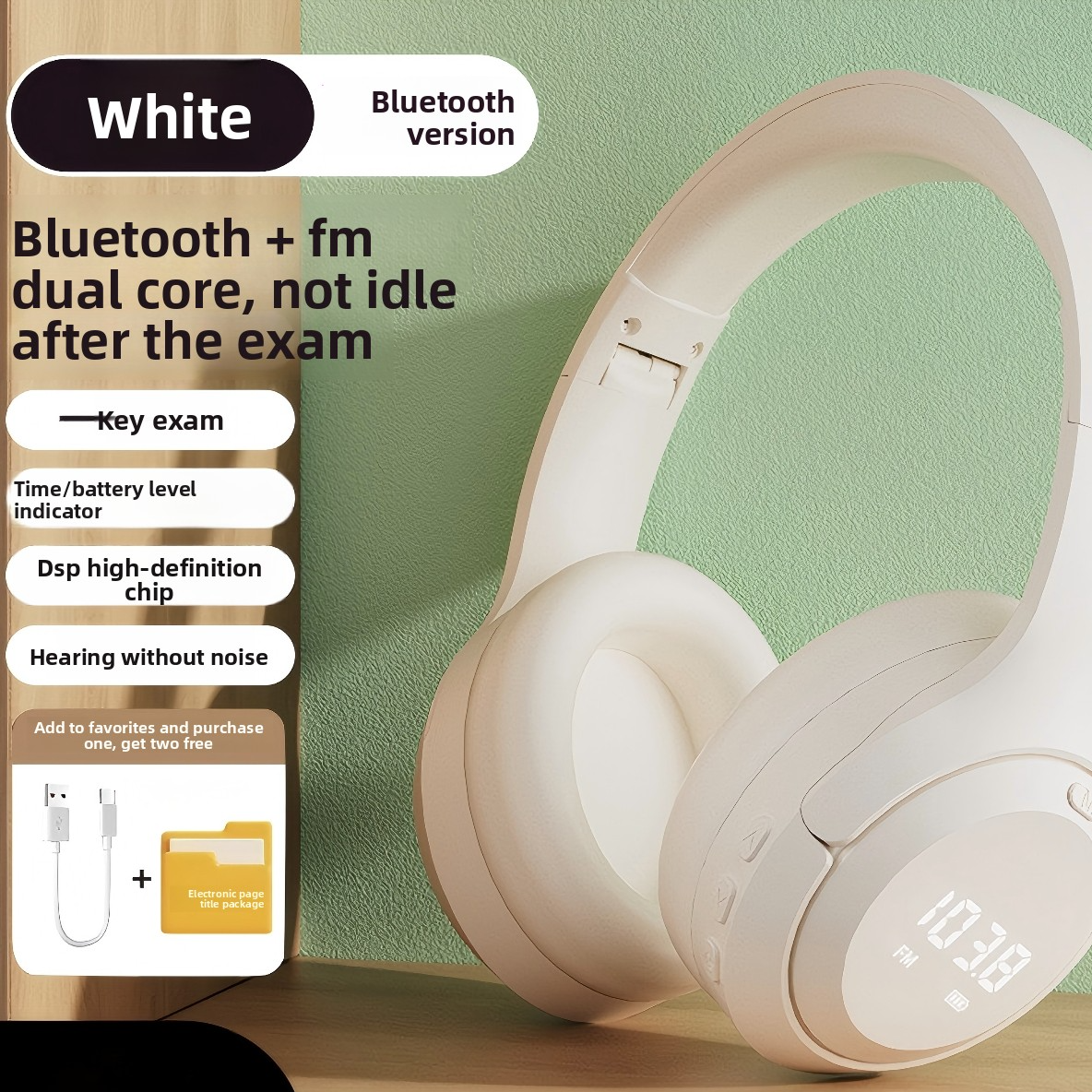 Headphones with FM Radio and Bluetooth