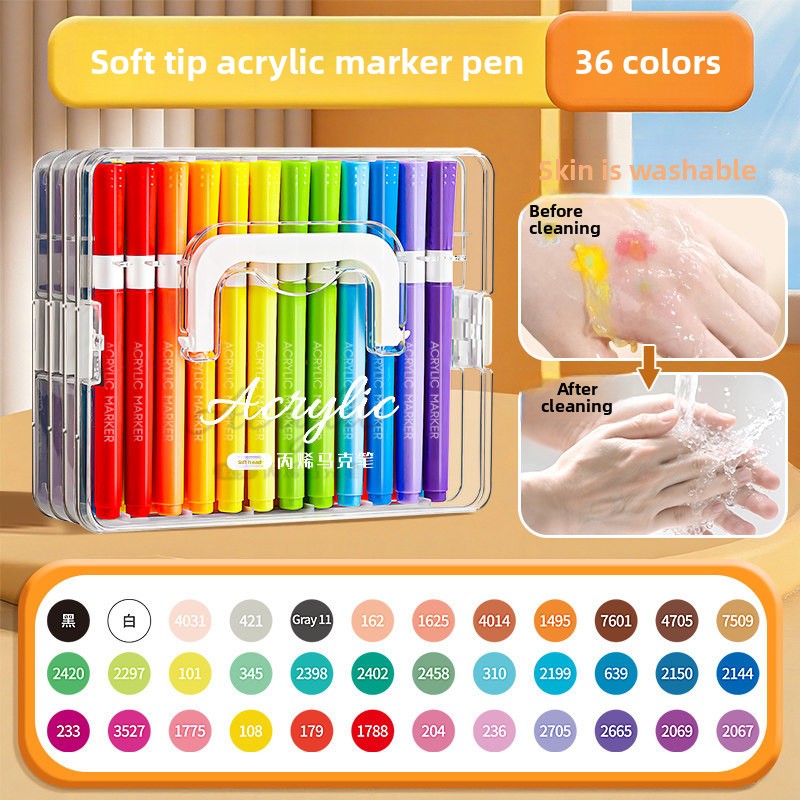 Soft Tip Acrylic Marker Pens Washable Art Set
