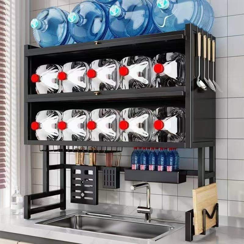 Double Layer Kitchen Sink Rack - Dustproof Draining Storage Cabinet