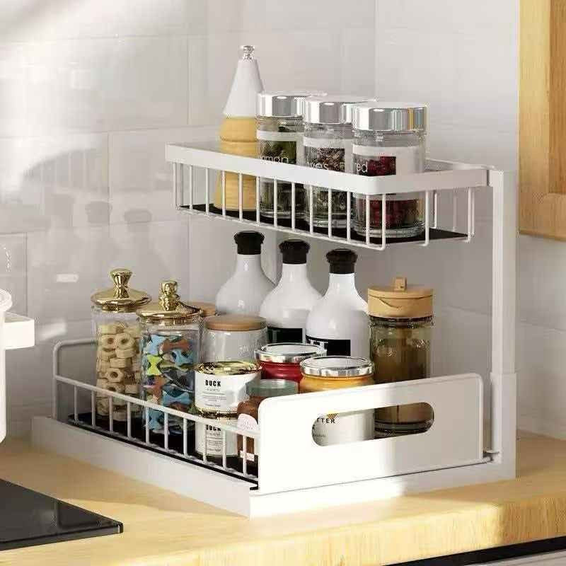 Pull-Out Under Sink Cabinet Organizer Rack