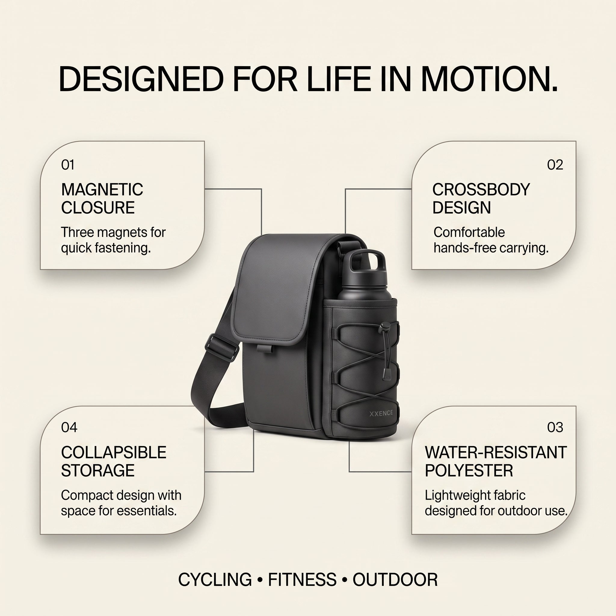 Magnetic Crossbody Water Bottle Bag