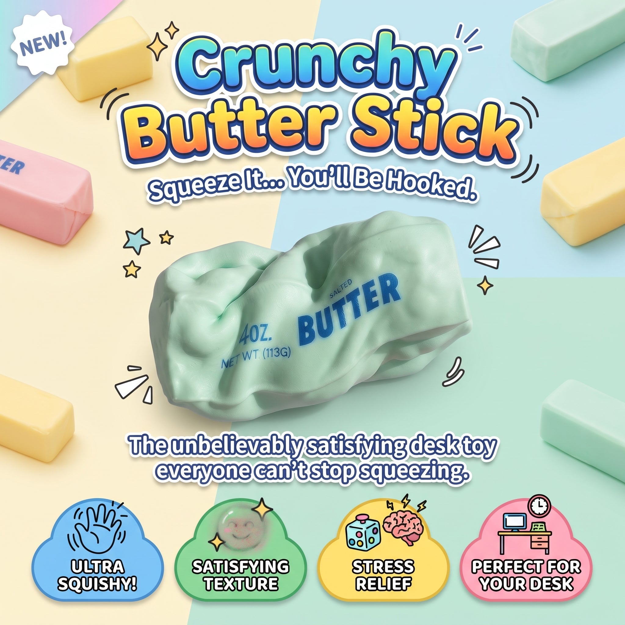 Crunchy Butter Stick™ 2.0 - Ultimate Stress Relief Squishy.