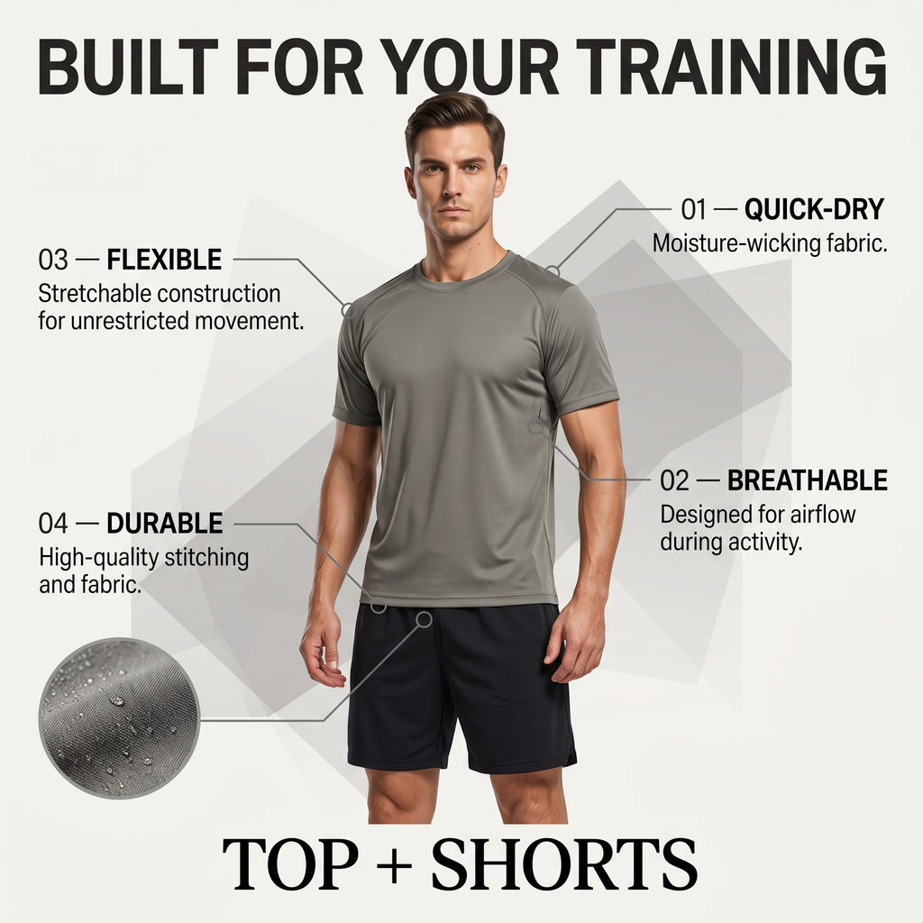 Quick Dry Fitness Training Short Sleeve Set