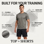 Quick Dry Fitness Training Short Sleeve Set