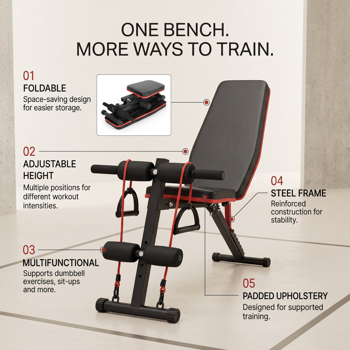 Multifunctional Foldable Dumbbell Fitness Bench