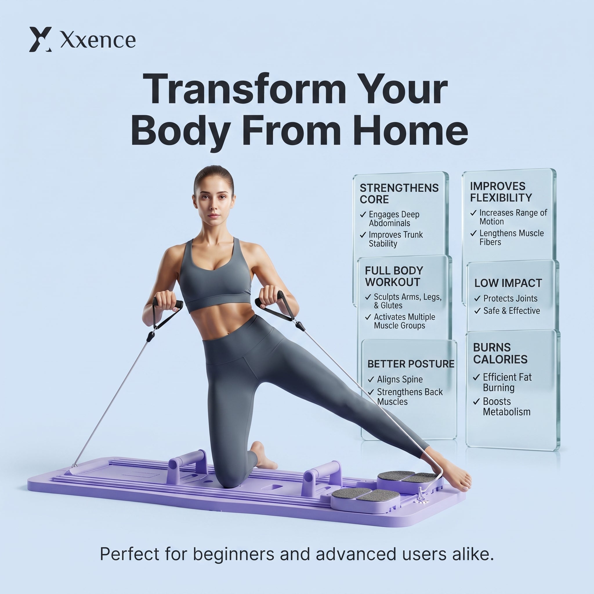 Xxence Corebase Reformer™ — 4-in-1 Balance & Core Pilates Board.