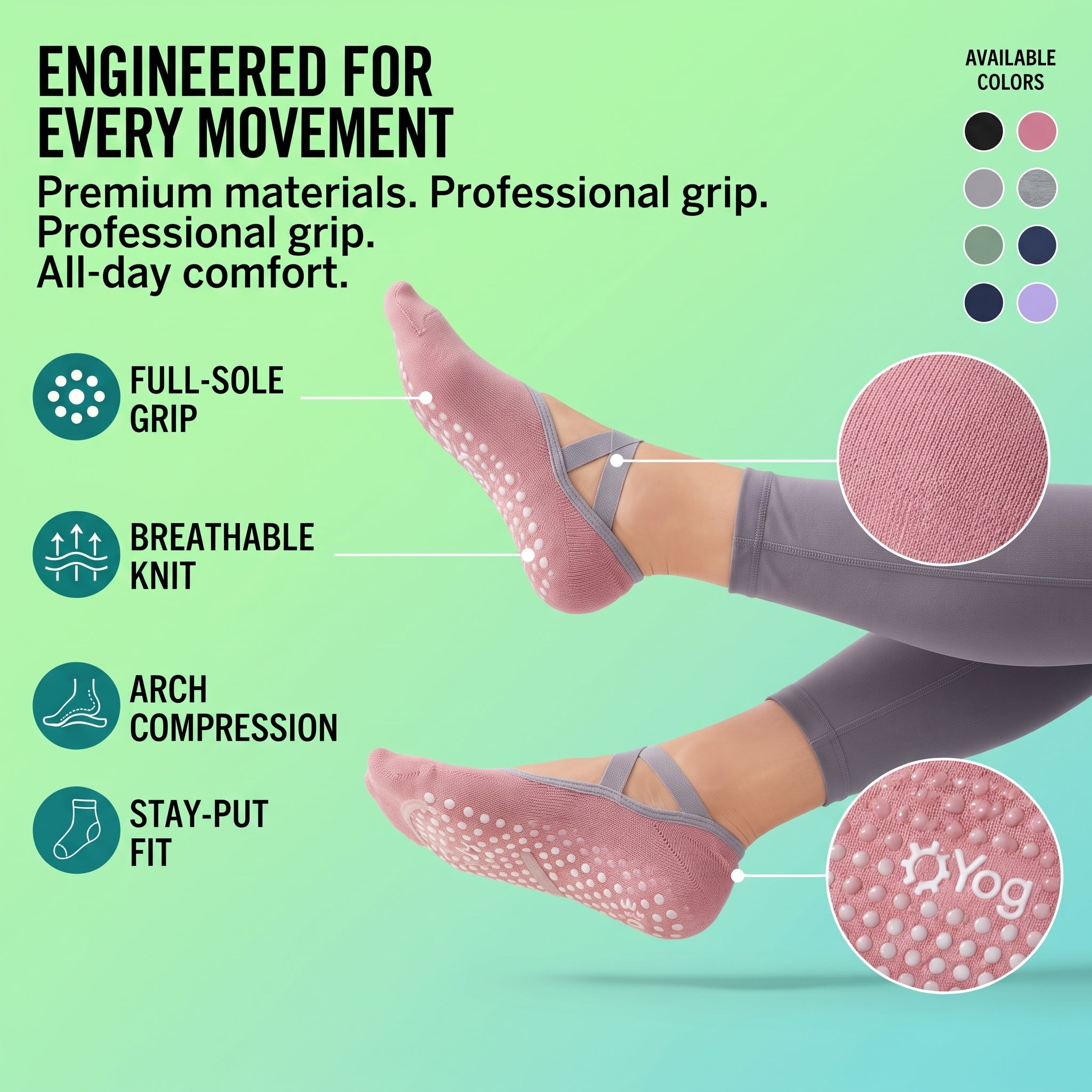 Xxence Flow Grip™ - Women's Cotton Non-Slip Yoga Socks