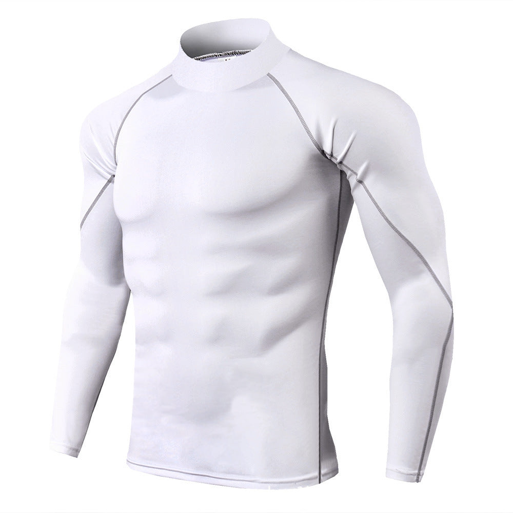 Men's High-Neck Fitness Long-Sleeve Sportshirt