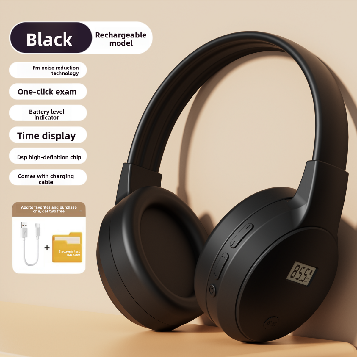 Headphones with FM Radio and Bluetooth