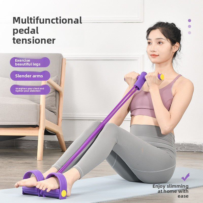 Multifunctional Leg Pedal Elastic Rope Sit-Ups Resistance Rope Fitness Four-Tube Tensioner