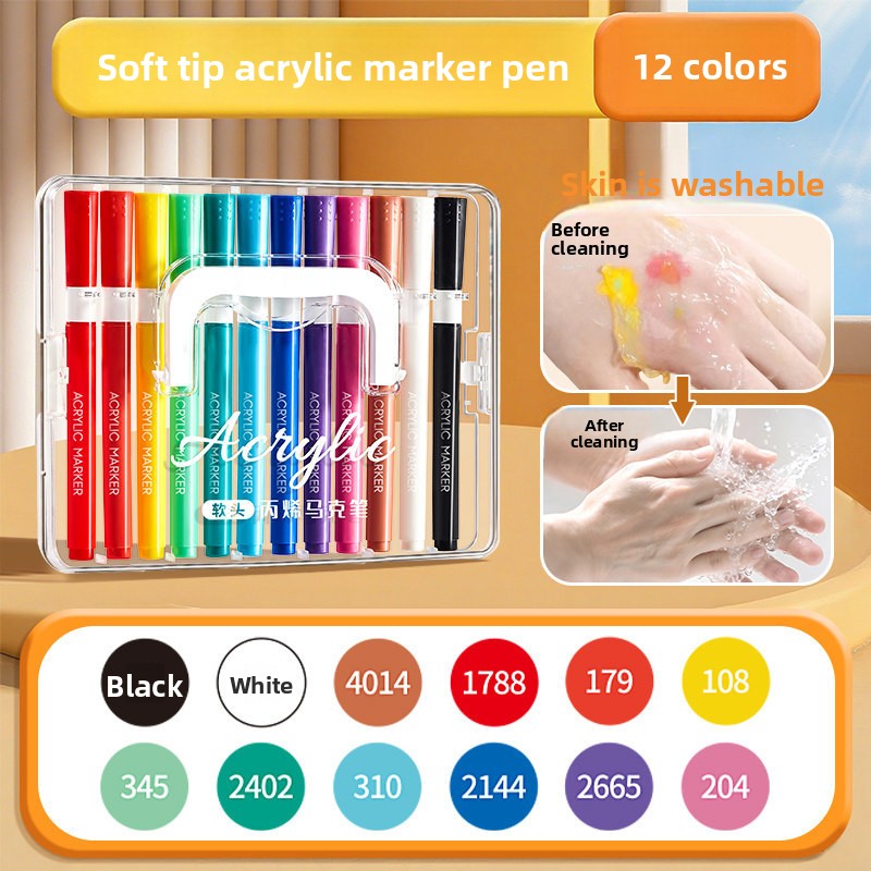 Soft Tip Acrylic Marker Pens Washable Art Set