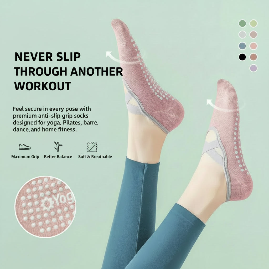 Xxence Flow Grip™ - Women's Cotton Non-Slip Yoga Socks